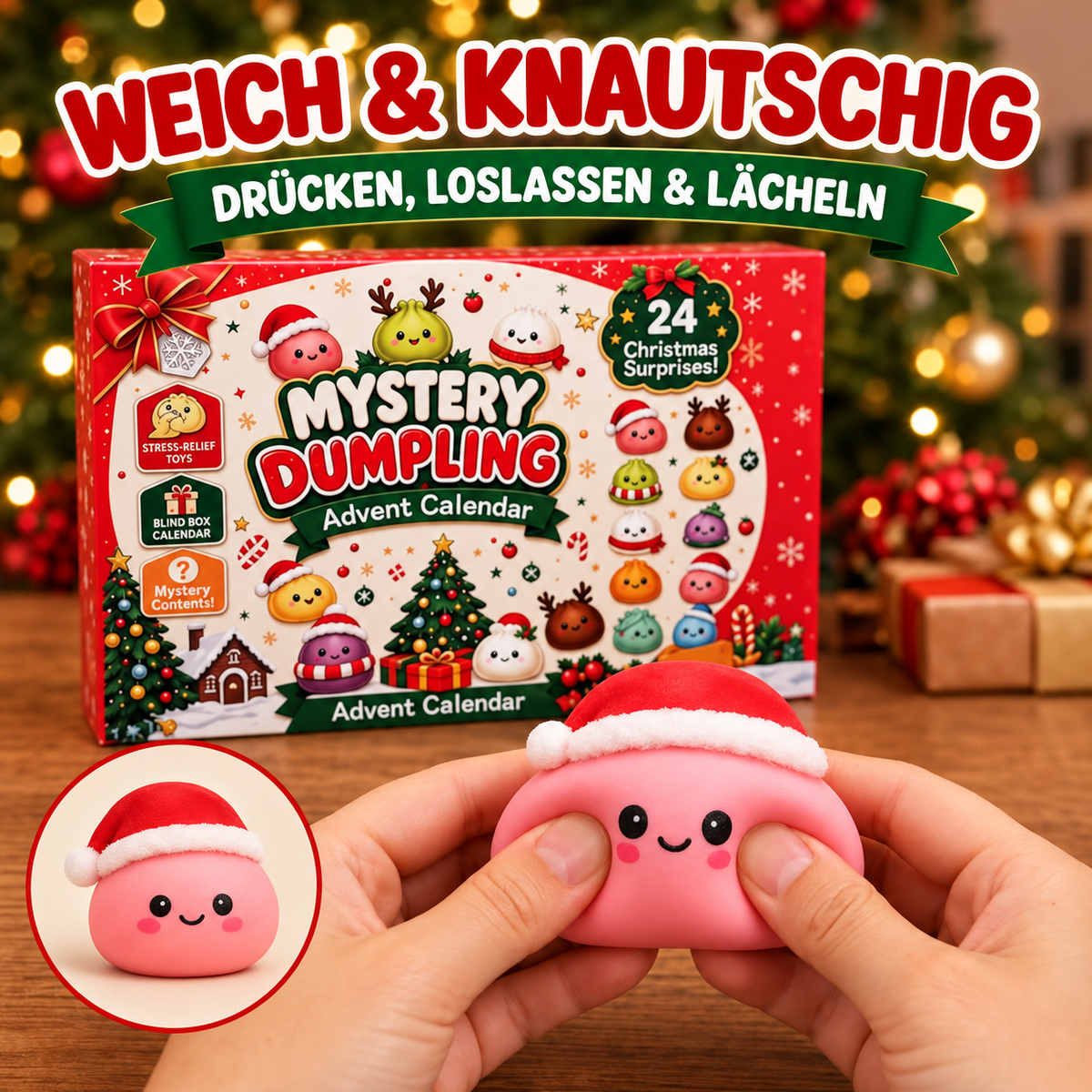 Mystery Dumpling adventskalender – 24 överrasknings-squishies